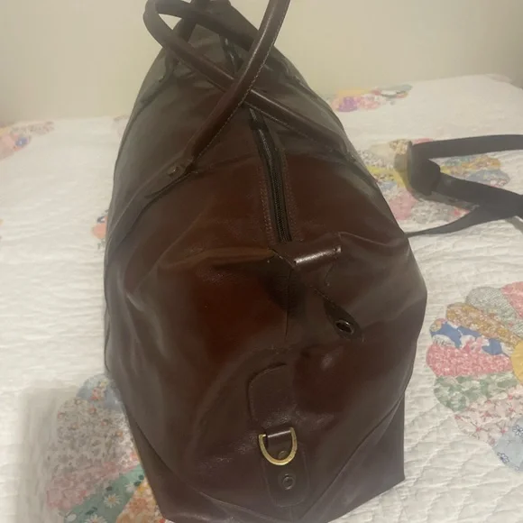 Large Leather Duffle Satchel Bag - Dark Brown - Like New - Istanbul - DeRidgi